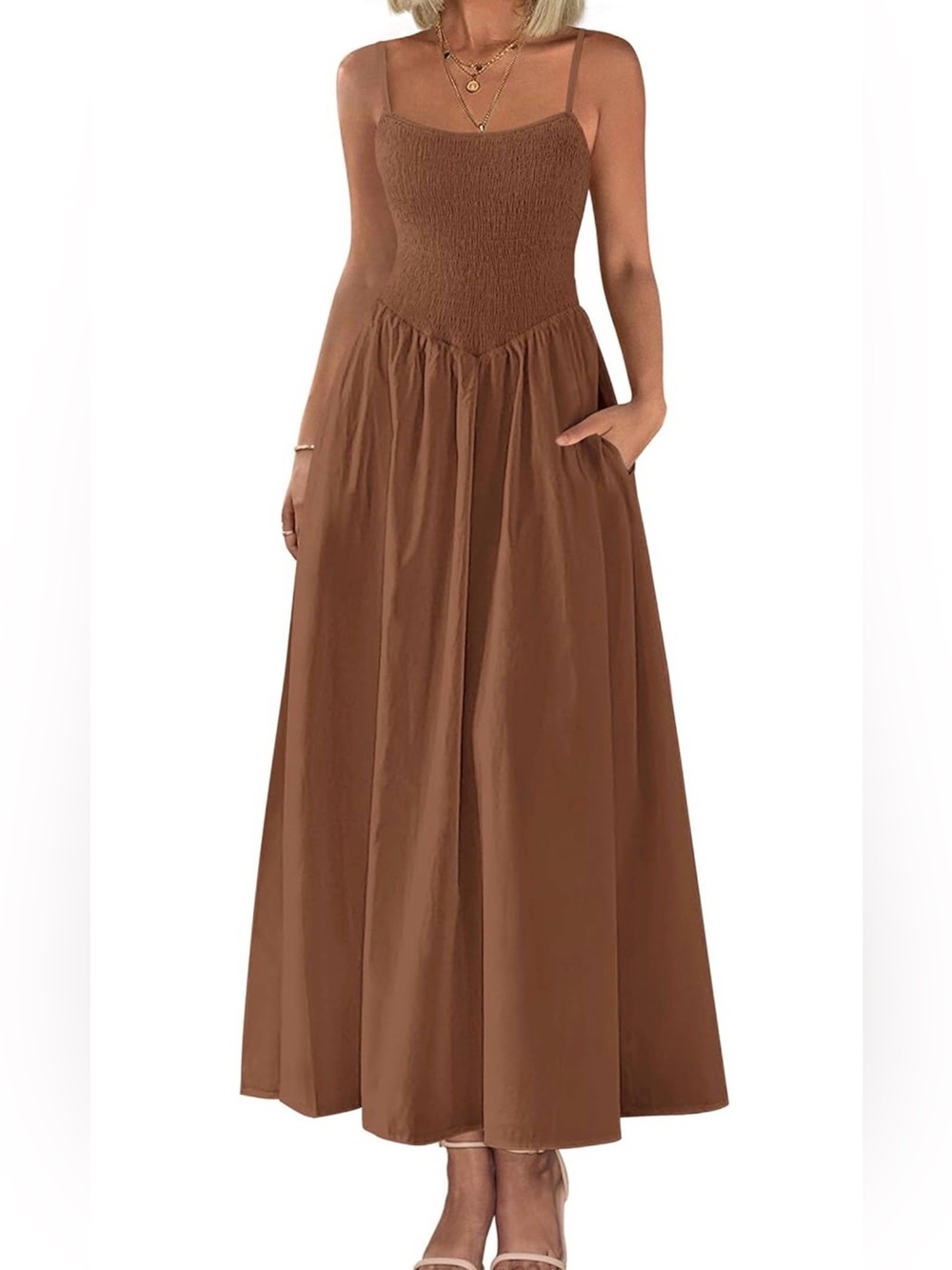 Brown smocked dress